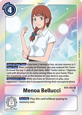 Menoa Bellucci (BT6-092) - Double Diamond Foil - Premium Digimon Single from Bandai - Just $0.08! Shop now at Game Crave Tournament Store