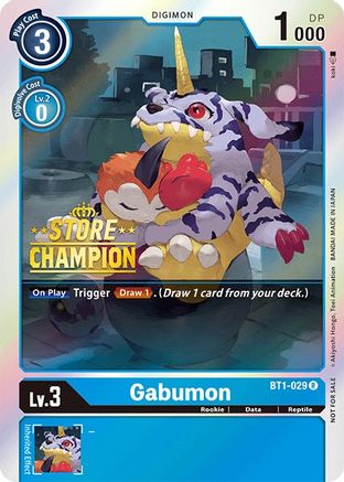 Gabumon - BT1-029 (Store Champion) (BT1-029) - Release Special Booster Foil - Premium Digimon Single from Bandai - Just $1.42! Shop now at Game Crave Tournament Store
