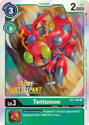 Tentomon - BT1-066 (Store Participant) (BT1-066) - Release Special Booster Foil - Premium Digimon Single from Bandai - Just $0.09! Shop now at Game Crave Tournament Store
