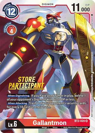 Gallantmon - BT2-020 (Store Participant) (BT2-020) - Release Special Booster Foil - Premium Digimon Single from Bandai - Just $0.40! Shop now at Game Crave Tournament Store