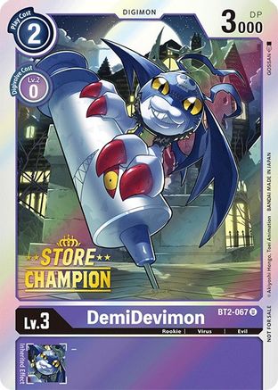 DemiDevimon - BT2-067 (Store Champion) (BT2-067) - Release Special Booster Foil - Premium Digimon Single from Bandai - Just $0.87! Shop now at Game Crave Tournament Store