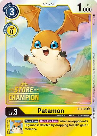 Patamon - ST3-04 (Store Champion) (ST3-04) - Starter Deck 03: Heaven's Yellow Foil - Premium Digimon Single from Bandai - Just $0.64! Shop now at Game Crave Tournament Store