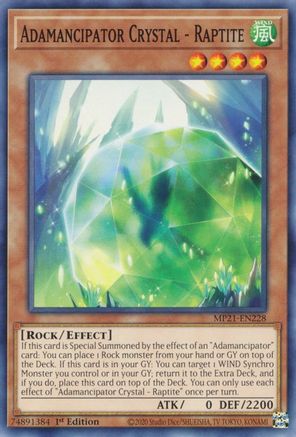 Adamancipator Crystal - Raptite (MP21-EN228) - 2021 Tin of Ancient Battles 1st Edition - Premium Yugioh Single from Konami - Just $0.25! Shop now at Game Crave Tournament Store