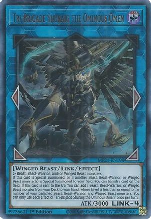 Tri-Brigade Shuraig the Ominous Omen (MP21-EN198) - 2021 Tin of Ancient Battles 1st Edition - Premium Yugioh Single from Konami - Just $0.70! Shop now at Game Crave Tournament Store