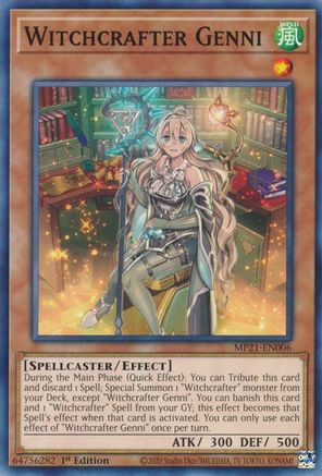 Witchcrafter Genni (MP21-EN006) - 2021 Tin of Ancient Battles 1st Edition - Premium Yugioh Single from Konami - Just $0.25! Shop now at Game Crave Tournament Store