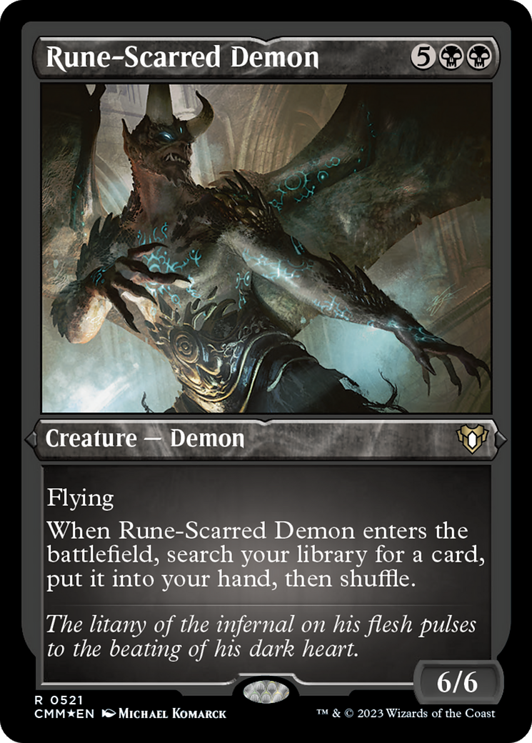 Rune-Scarred Demon (CMM-521) - Commander Masters Etched Foil - Premium MTG Single from Wizards of the Coast - Just $2.50! Shop now at Game Crave Tournament Store