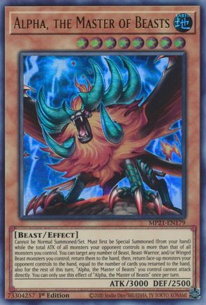 Alpha, the Master of Beasts (MP21-EN179) - 2021 Tin of Ancient Battles 1st Edition - Premium Yugioh Single from Konami - Just $0.25! Shop now at Game Crave Tournament Store