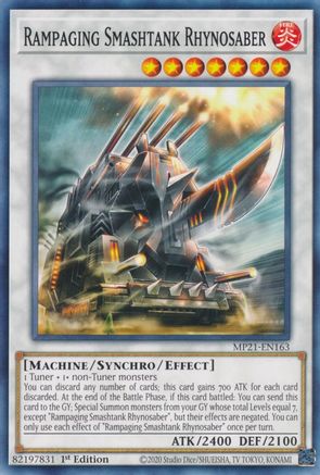 Rampaging Smashtank Rhynosaber (MP21-EN163) - 2021 Tin of Ancient Battles 1st Edition - Premium Yugioh Single from Konami - Just $0.25! Shop now at Game Crave Tournament Store