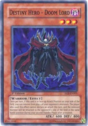Destiny Hero - Doom Lord (EOJ-EN001) - Enemy of Justice 1st Edition - Premium Yugioh Single from Konami - Just $0.30! Shop now at Game Crave Tournament Store