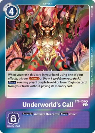 Underworld's Call (BT6-108) - Double Diamond Foil - Premium Digimon Single from Bandai - Just $0.28! Shop now at Game Crave Tournament Store