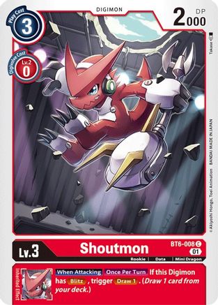 Shoutmon (BT6-008) - Double Diamond - Premium Digimon Single from Bandai - Just $0.08! Shop now at Game Crave Tournament Store