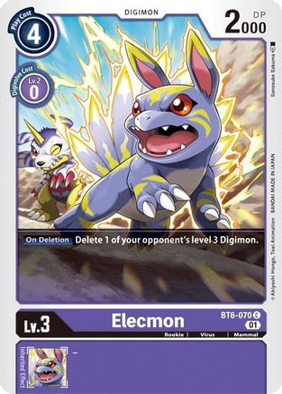 Elecmon (BT6-070) - Double Diamond - Premium Digimon Single from Bandai - Just $0.25! Shop now at Game Crave Tournament Store