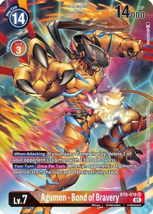 Agumon - Bond of Bravery (Alternate Art) (BT6-018) - Double Diamond Foil - Premium Digimon Single from Bandai - Just $1.32! Shop now at Game Crave Tournament Store