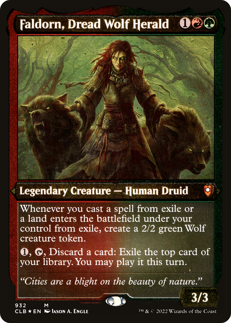 Faldorn, Dread Wolf Herald (CLB-932) - Commander Legends: Battle for Baldur's Gate Etched Foil - Premium MTG Single from Wizards of the Coast - Just $0.13! Shop now at Game Crave Tournament Store
