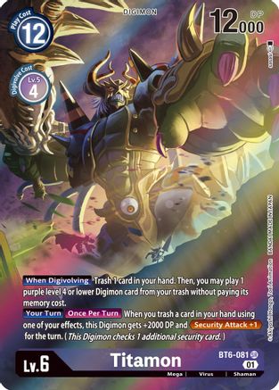 Titamon (Alternate Art) (BT6-081) - Double Diamond Foil - Premium Digimon Single from Bandai - Just $1.36! Shop now at Game Crave Tournament Store