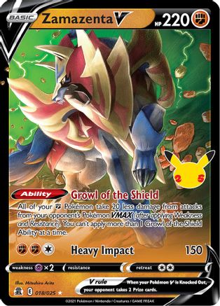 Zamazenta V 18/25 - Celebrations Holofoil - Premium Pokemon Single from Nintendo - Just $0.50! Shop now at Game Crave Tournament Store