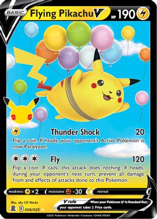 Flying Pikachu V 6/25 - Celebrations Holofoil - Premium Pokemon Single from Nintendo - Just $0.68! Shop now at Game Crave Tournament Store