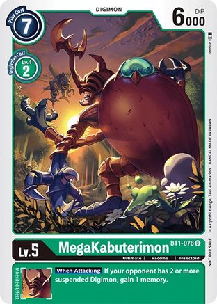 MegaKabuterimon (Official Tournament Pack Vol.3) (BT1-076) - Release Special Booster - Premium Digimon Single from Bandai - Just $0.08! Shop now at Game Crave Tournament Store