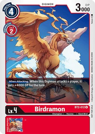 Birdramon - BT2-012 (Official Tournament Pack Vol.3) (BT2-012) - Release Special Booster - Premium Digimon Single from Bandai - Just $0.25! Shop now at Game Crave Tournament Store