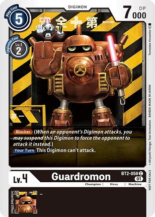 Guardromon (Winner Pack Double Diamond) (BT2-058) - Release Special Booster - Premium Digimon Single from Bandai - Just $0.49! Shop now at Game Crave Tournament Store