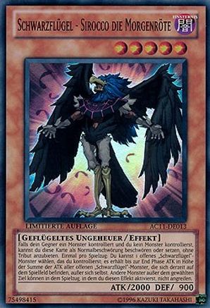 Blackwing - Sirocco the Dawn (German) - "Schwarzflugel - Sirocco die Morgenröte" (AC11-DE013) - Advent Calendar 2011 (Adventskalender) Limited - Premium Yugioh Single from Konami - Just $15.38! Shop now at Game Crave Tournament Store