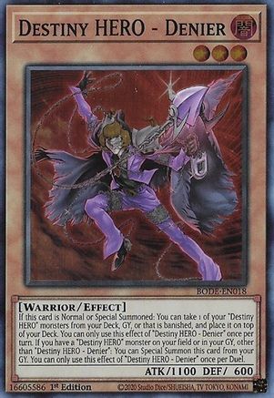 Destiny HERO - Denier (BODE-EN018) - Burst of Destiny 1st Edition - Premium Yugioh Single from Konami - Just $0.41! Shop now at Game Crave Tournament Store