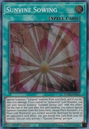 Sunvine Sowing (BODE-EN065) - Burst of Destiny 1st Edition - Premium Yugioh Single from Konami - Just $0.24! Shop now at Game Crave Tournament Store