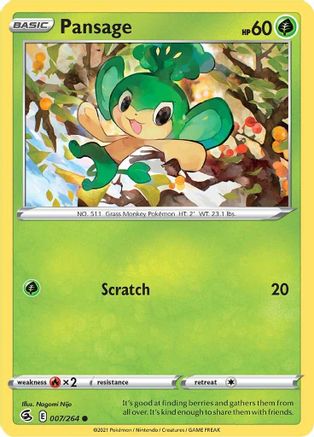 Pansage 7/264 - Fusion Strike - Premium Pokemon Single from Nintendo - Just $0.25! Shop now at Game Crave Tournament Store