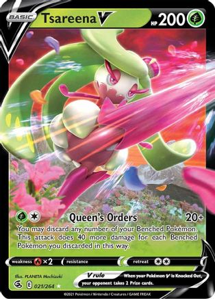 Tsareena V 21/264 - Fusion Strike Holofoil - Premium Pokemon Single from Nintendo - Just $0.50! Shop now at Game Crave Tournament Store