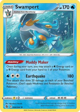 Swampert 64/264 - Fusion Strike Holofoil - Premium Pokemon Single from Nintendo - Just $0.50! Shop now at Game Crave Tournament Store