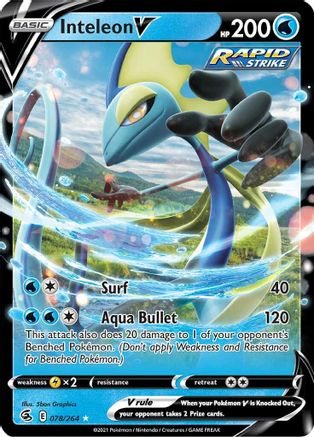 Inteleon V 78/264 - Fusion Strike Holofoil - Premium Pokemon Single from Nintendo - Just $0.51! Shop now at Game Crave Tournament Store