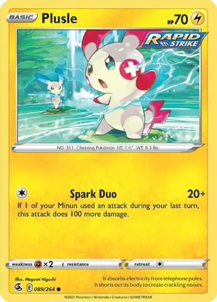 Plusle 89/264 - Fusion Strike - Premium Pokemon Single from Nintendo - Just $0.25! Shop now at Game Crave Tournament Store