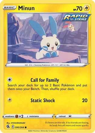 Minun 90/264 - Fusion Strike - Premium Pokemon Single from Nintendo - Just $0.25! Shop now at Game Crave Tournament Store