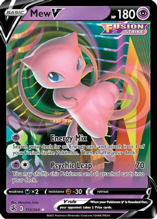 Mew V 113/264 - Fusion Strike Holofoil - Premium Pokemon Single from Nintendo - Just $0.63! Shop now at Game Crave Tournament Store