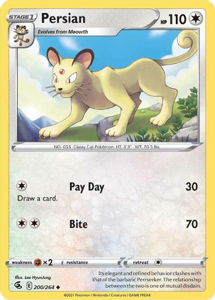 Persian 200/264 - Fusion Strike - Premium Pokemon Single from Nintendo - Just $0.25! Shop now at Game Crave Tournament Store