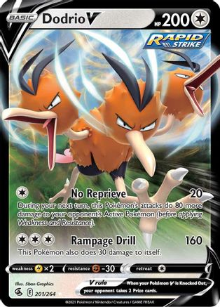 Dodrio V 201/264 - Fusion Strike Holofoil - Premium Pokemon Single from Nintendo - Just $0.50! Shop now at Game Crave Tournament Store