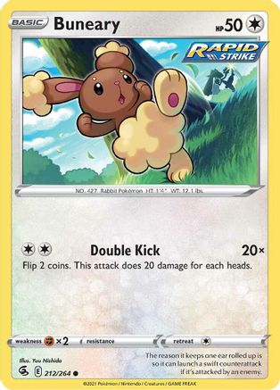 Buneary 212/264 - Fusion Strike - Premium Pokemon Single from Nintendo - Just $0.25! Shop now at Game Crave Tournament Store