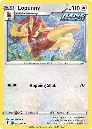 Lopunny 213/264 - Fusion Strike - Premium Pokemon Single from Nintendo - Just $0.25! Shop now at Game Crave Tournament Store