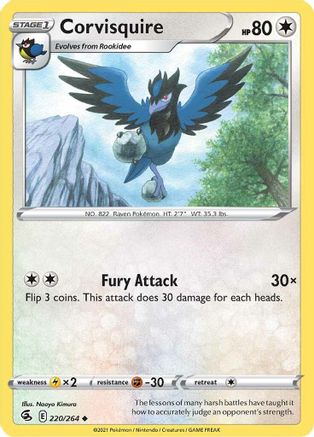 Corvisquire 220/264 - Fusion Strike - Premium Pokemon Single from Nintendo - Just $0.25! Shop now at Game Crave Tournament Store