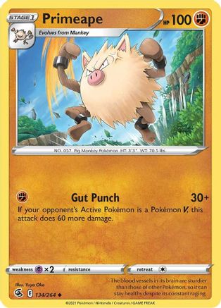 Primeape 134/264 - Fusion Strike - Premium Pokemon Single from Nintendo - Just $0.25! Shop now at Game Crave Tournament Store