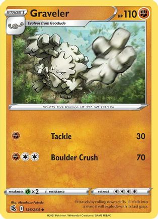 Graveler 136/264 - Fusion Strike - Premium Pokemon Single from Nintendo - Just $0.25! Shop now at Game Crave Tournament Store