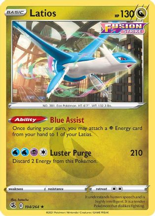 Latios 194/264 - Fusion Strike Reverse Holofoil - Premium Pokemon Single from Nintendo - Just $0.50! Shop now at Game Crave Tournament Store