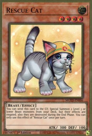 Rescue Cat (Alternate Art) (MGED-EN006) - Maximum Gold: El Dorado 1st Edition - Premium Yugioh Single from Konami - Just $0.34! Shop now at Game Crave Tournament Store
