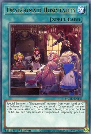 Dragonmaid Hospitality (MGED-EN149) - Maximum Gold: El Dorado 1st Edition - Premium Yugioh Single from Konami - Just $0.26! Shop now at Game Crave Tournament Store