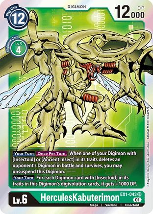 HerculesKabuterimon (EX1-043) - Classic Collection Foil - Premium Digimon Single from Bandai - Just $0.08! Shop now at Game Crave Tournament Store