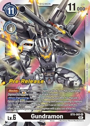 Gundramon (BT6-065) - Double Diamond Pre-Release Cards Foil - Premium Digimon Single from Bandai - Just $0.25! Shop now at Game Crave Tournament Store