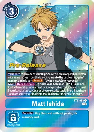 Matt Ishida (BT6-088) - Double Diamond Pre-Release Cards - Premium Digimon Single from Bandai - Just $1.45! Shop now at Game Crave Tournament Store