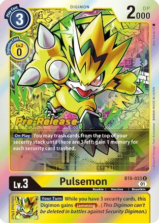 Pulsemon (BT6-033) - Double Diamond Pre-Release Cards Foil - Premium Digimon Single from Bandai - Just $0.26! Shop now at Game Crave Tournament Store