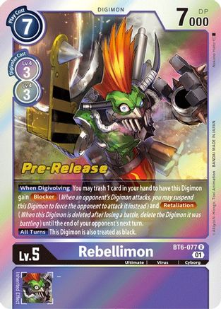 Rebellimon (BT6-077) - Double Diamond Pre-Release Cards Foil - Premium Digimon Single from Bandai - Just $0.22! Shop now at Game Crave Tournament Store
