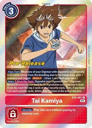 Tai Kamiya (BT6-087) - Double Diamond Pre-Release Cards Foil - Premium Digimon Single from Bandai - Just $0.38! Shop now at Game Crave Tournament Store